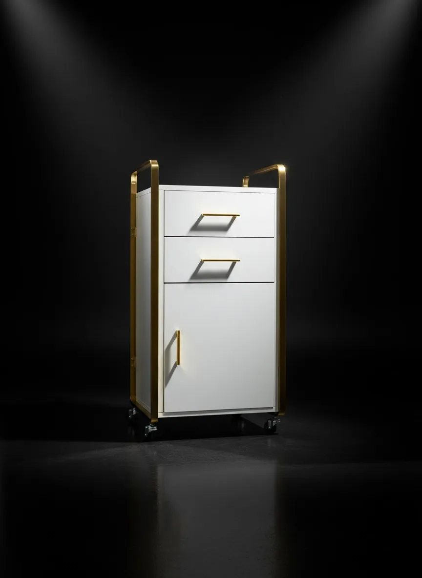 Szafka kosmetologiczna na kółkach – boczny widok konstrukcji